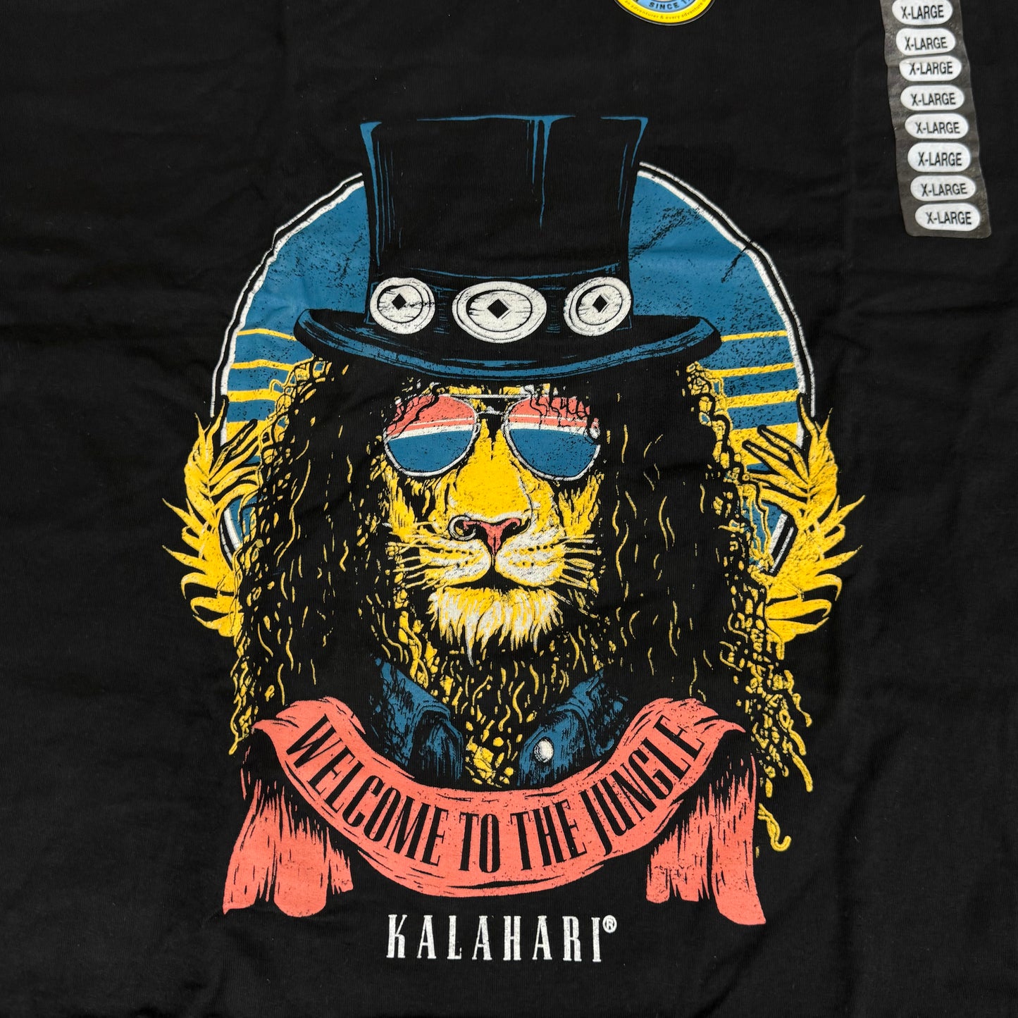 THE DUCK COMPANY Welcome To The Jungle Kalahari T-Shirt Adult X-Large Black,Blue,Yellow