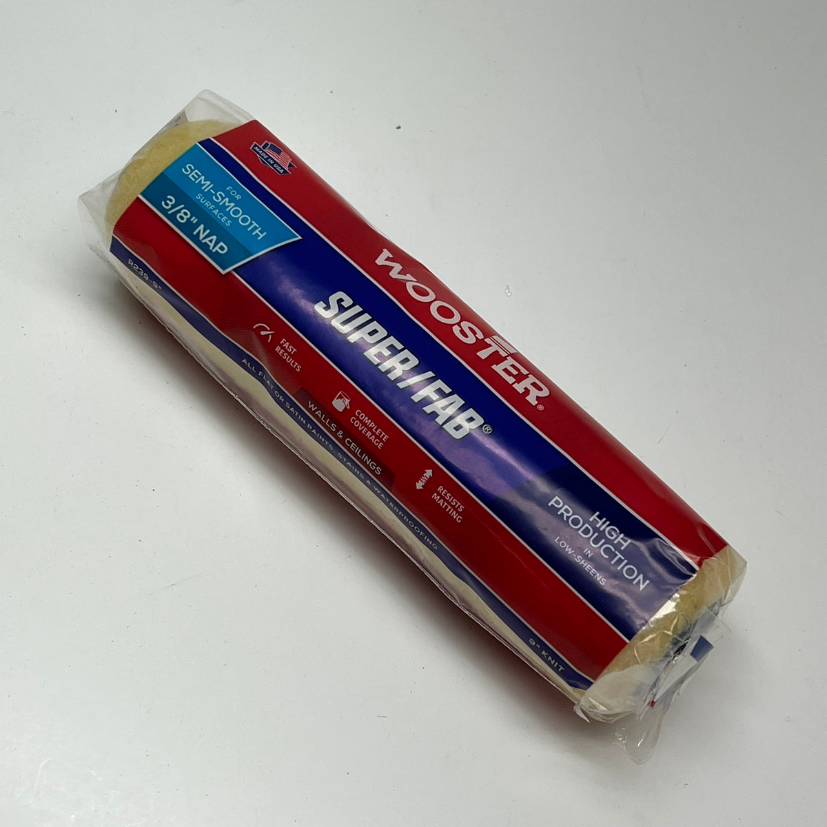 WOOSTER (12 PACK) Super/Fab Knit Roller For Semi Smooth 9"x 3/8" White R239-9