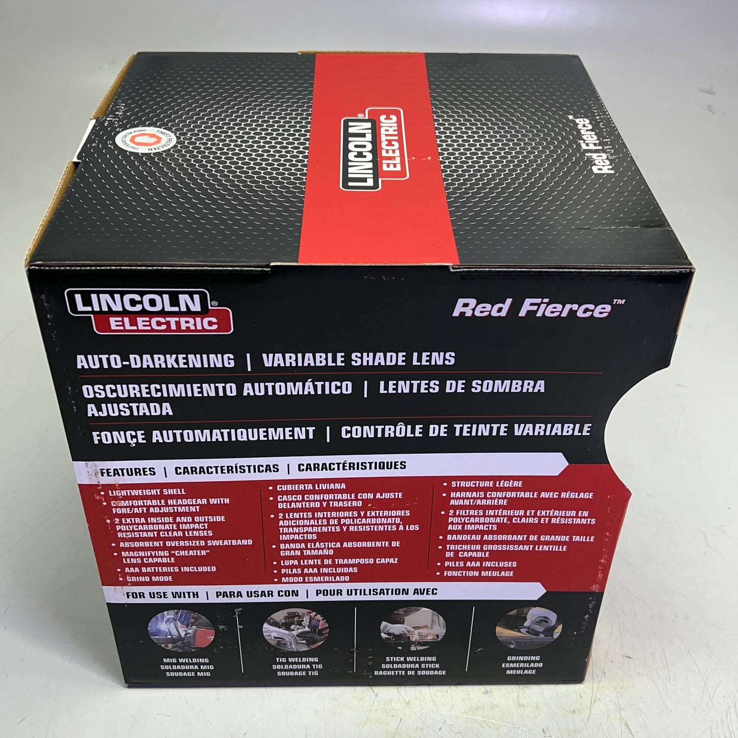 LINCOLN ELECTRIC Red Fierce Welding Helmet 7-13 Shade Red/Black K3063-1