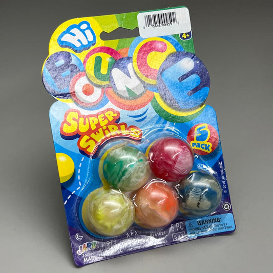 JA-RU Hi Bounce Super Swirls Bouncing Balls 5 Per package 973