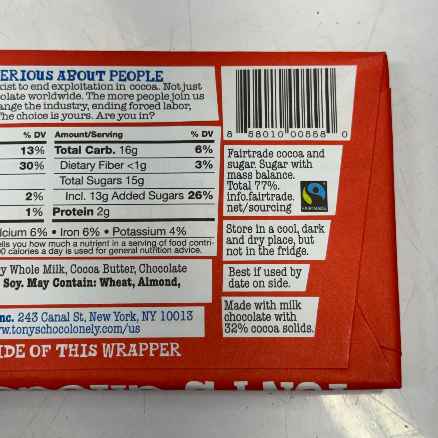 TONY'S (4 PACK) Chocolonely Classic Milk Chocolate Bars 180gr BB 03/27