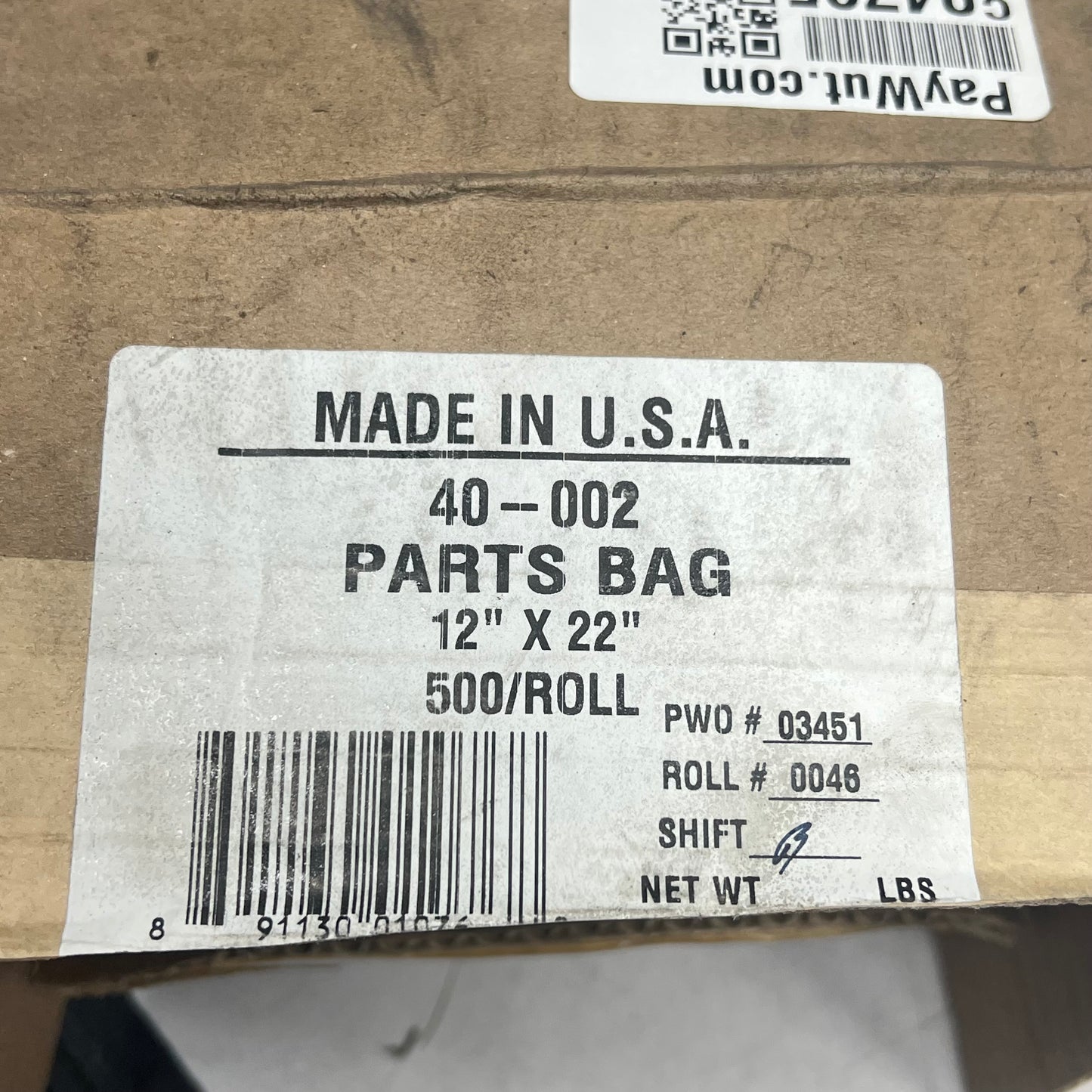 POLARIS (500 BAG ROLL) Parts Return Poly Bags Waterproof  12"x22"  Transparent