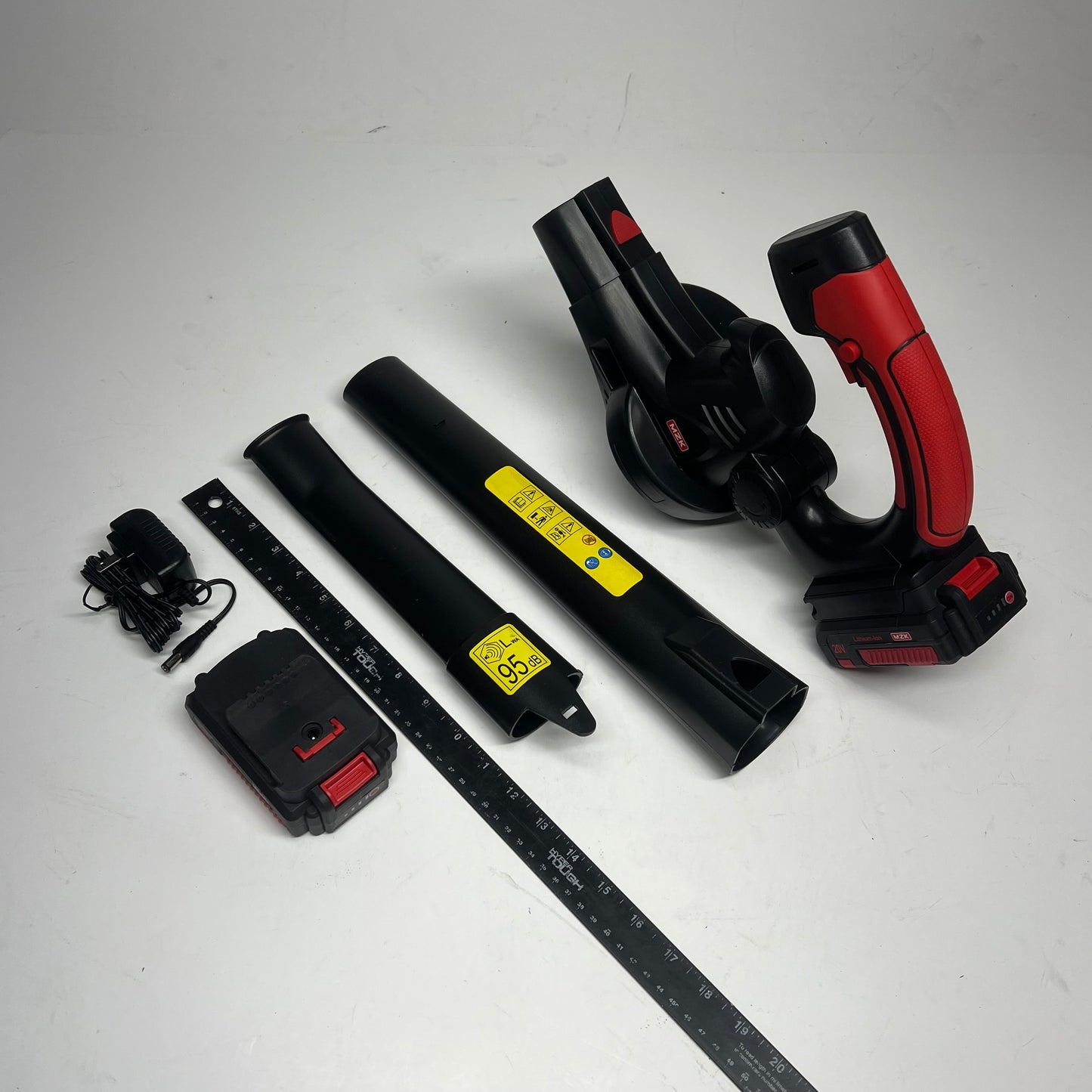 MZK Cordless Leaf Blower W/ Lithium Ion Battery 20V 75 Min Run Time Red/Black