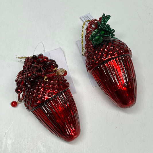 OAKSTREET (6 PACK) Assorted Beaded Acorn Ornament 4"x2" Red/Green OSW268356