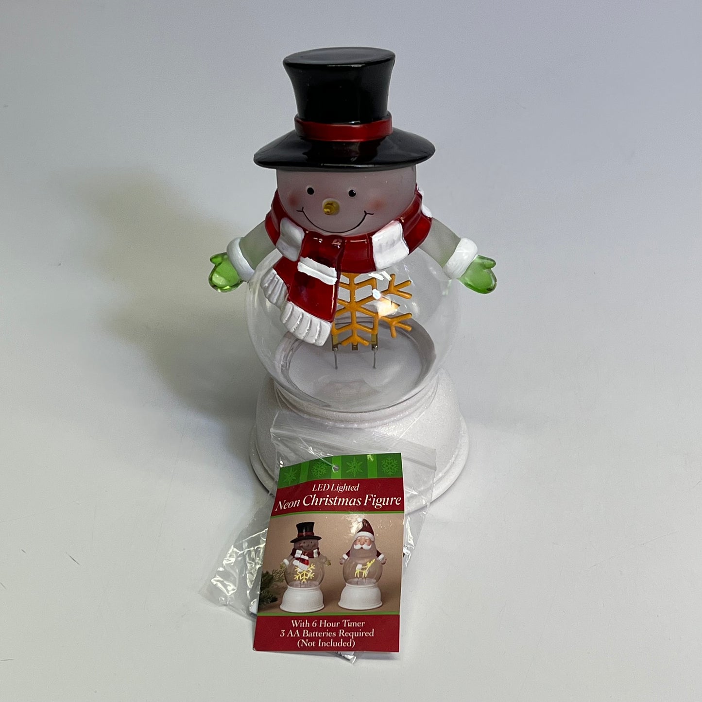 GERSON LED Lighted Neon Christmas Snowman & Santa Globes w/ 6 Hr Timer 9.5"