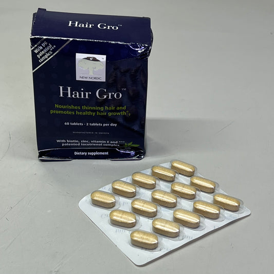 NEW NORDIC (60 TA BLETS) Hair Gro Healthy Grow/Nourishes Thinning Hair BB 05/27