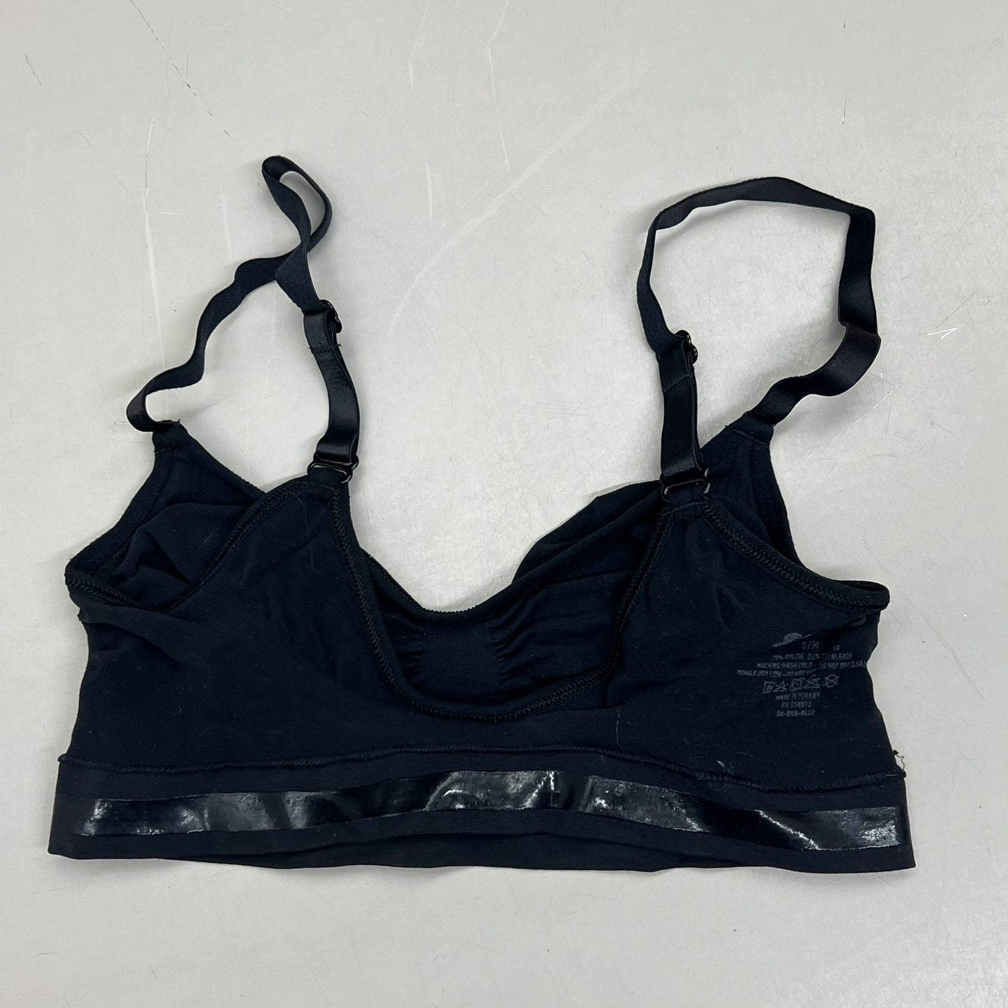 SKIMS Strong Support Seamless Sculpt Bralette Pique Stitching Women's Sz S Onyx