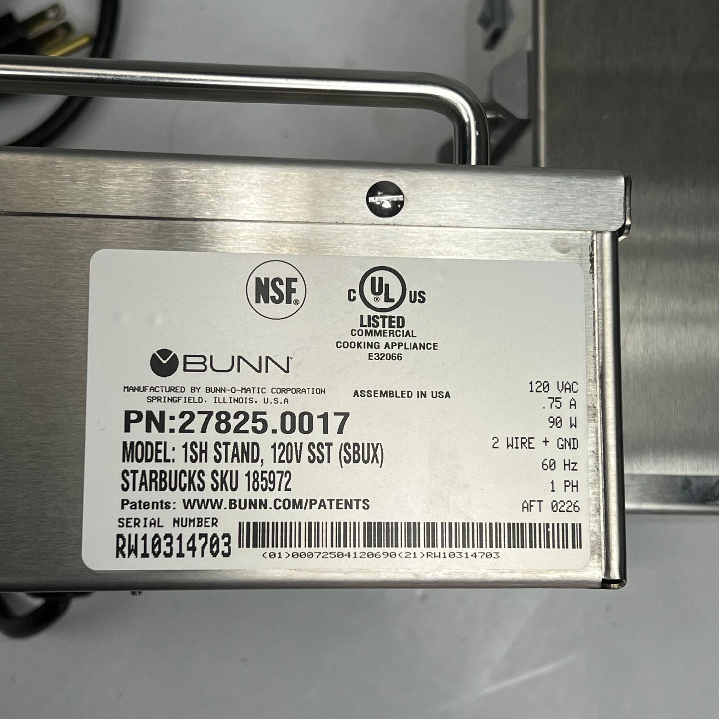 BUNN SS Soft Heat Single Server Docking Infusion Series 120V Silver S27825.0017