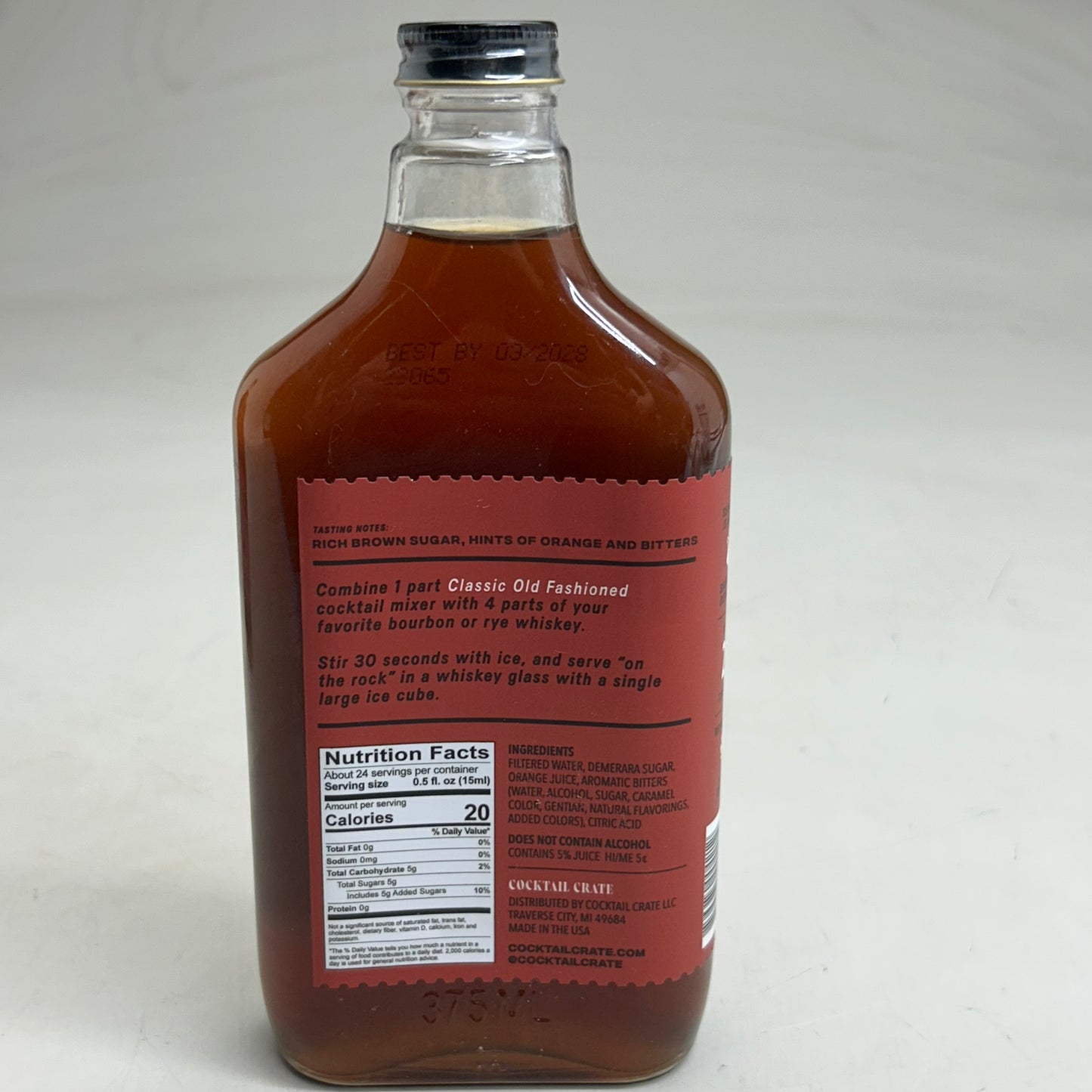 COCKTAIL CRATE (2 Pack) Classic Old Fashioned Drink Mixer 12.7FL oz Brown BB: 03/2028