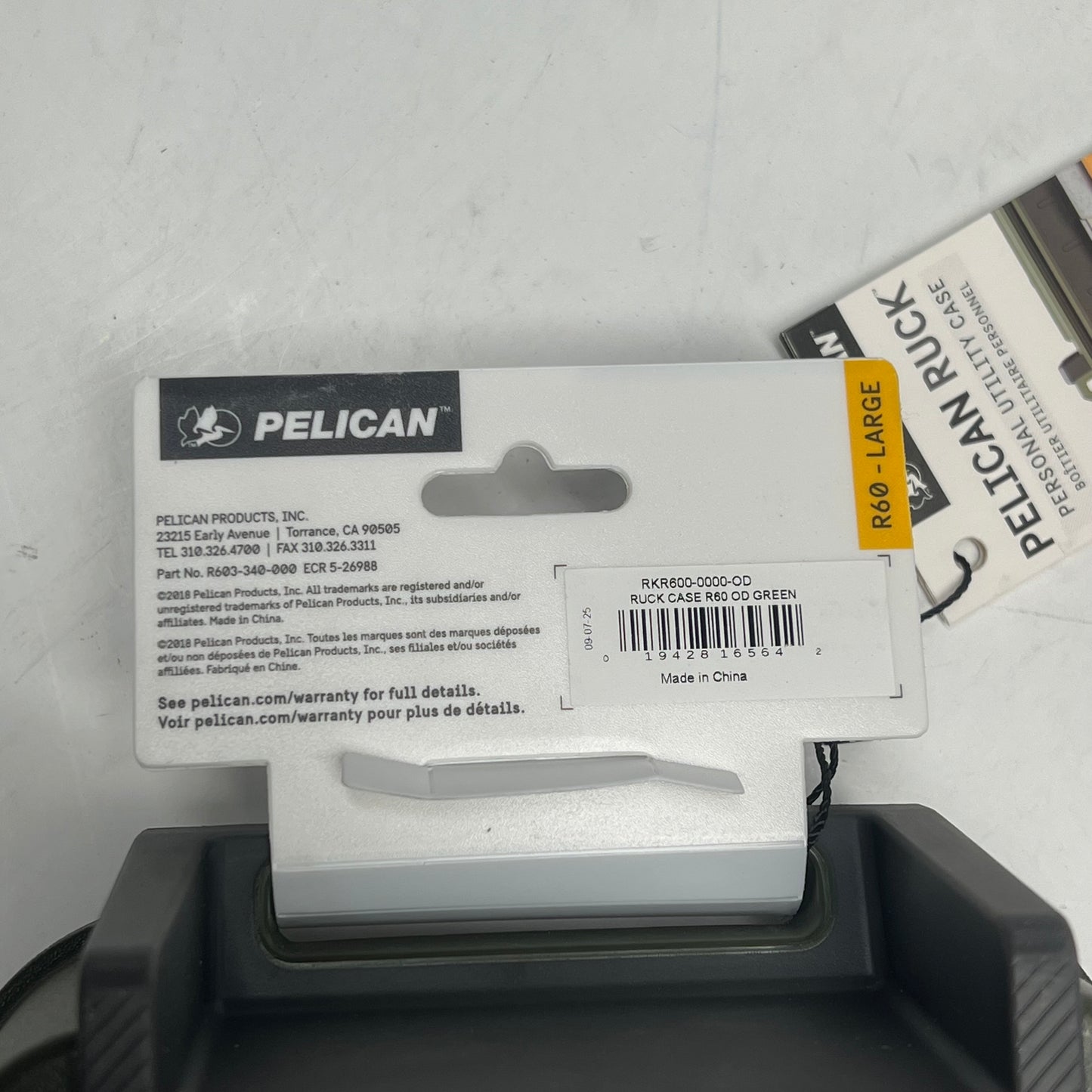 PELICAN  Ruck R60 Case Crushproof 11.14x6.86x3.88" OD Green RKR600-0000-OD