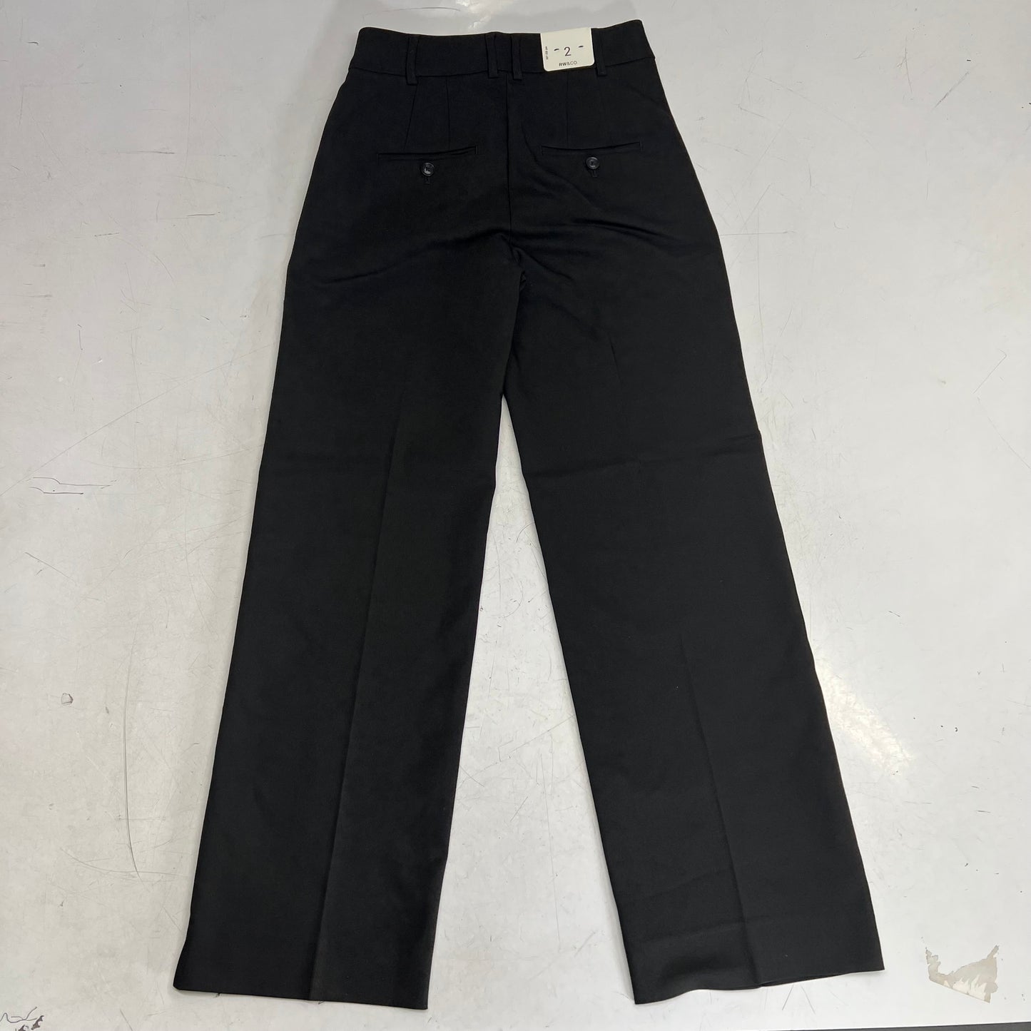RW & CO Mid-rise Long Straight Leg Trousers  Women's Sz 2 Black 489621