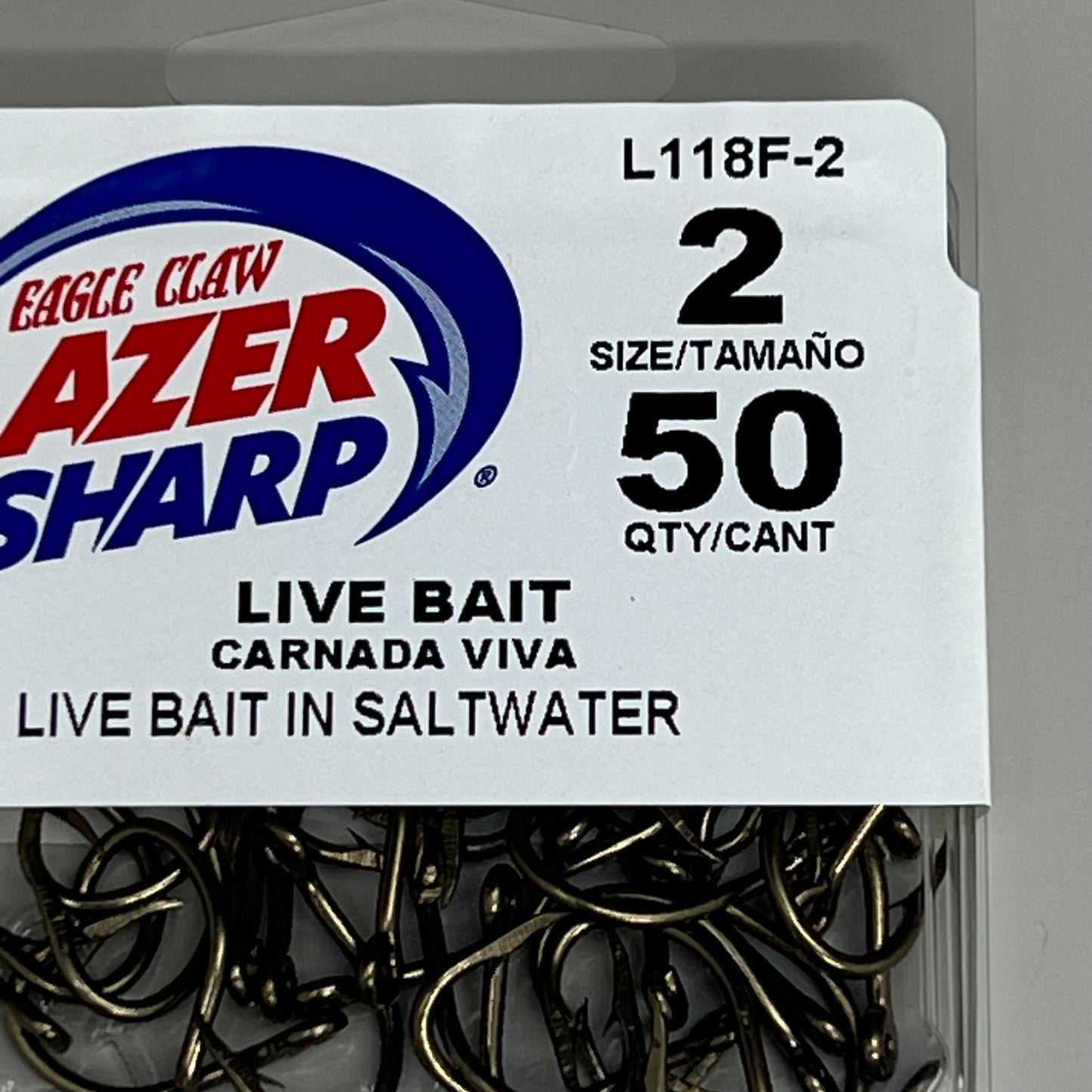 EAGLE CLAW (2 PACK) Lazer Sharp Live Bait in Saltwater Bronze #2 50pc L118F-2