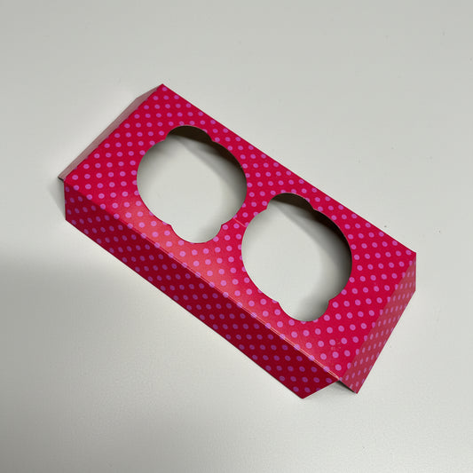 Cardboard Cupcake Bakery Box Insert  8"x4"- 3-3/4" Holes Pink/Polka Dot SC2INB-P