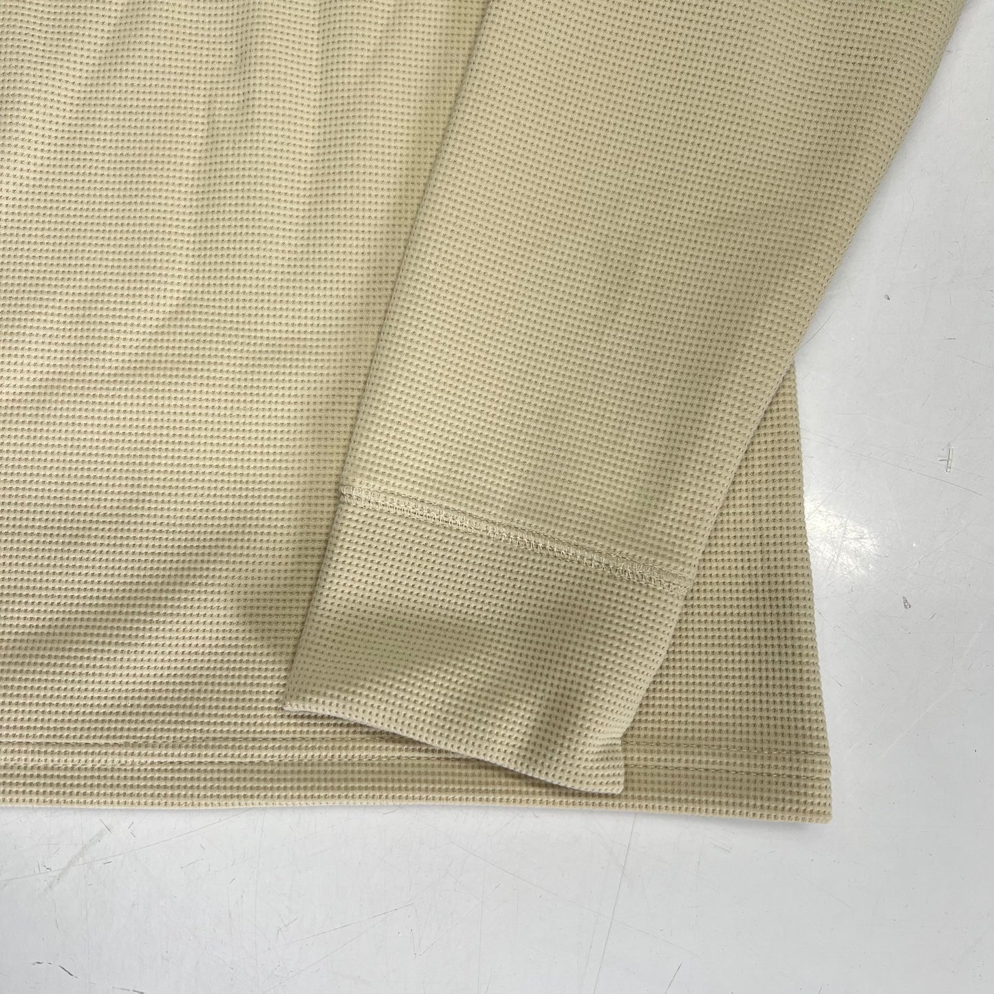 THOMAS STERLING Half Button Soft Waffle Knit Long Sleeve Men's Sz XL Khaki