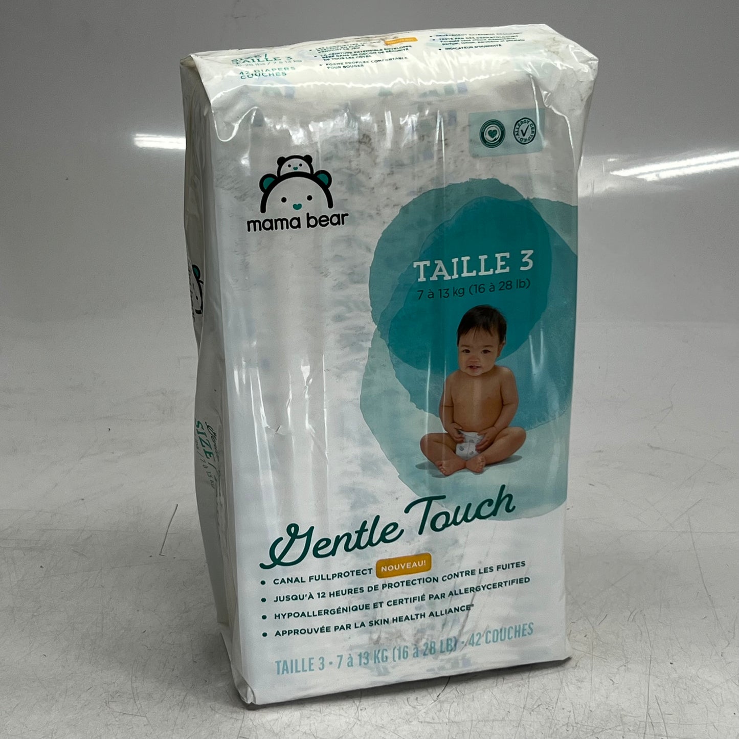 MAMA BEAR 168 Diapers (4 PACK Of 42 Diapers) Diapers Gentle Touch Baby 3 . 16-28 Lbs White (New Other, Distressed Box)