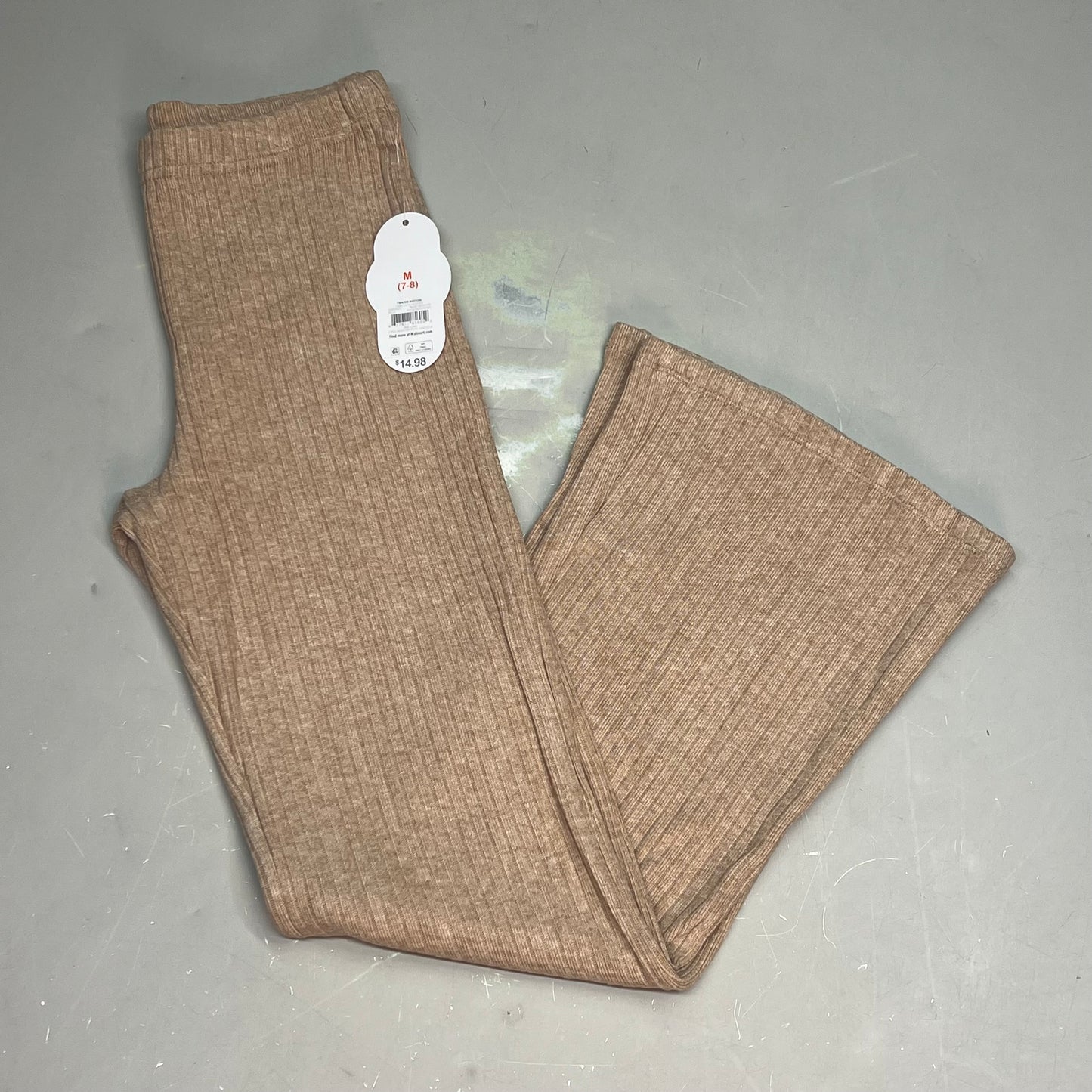 ZA@ WONDER NATION Twin Rib Bottoms Flare Pants Girl Sz M (7-8) Dark Latte Heather