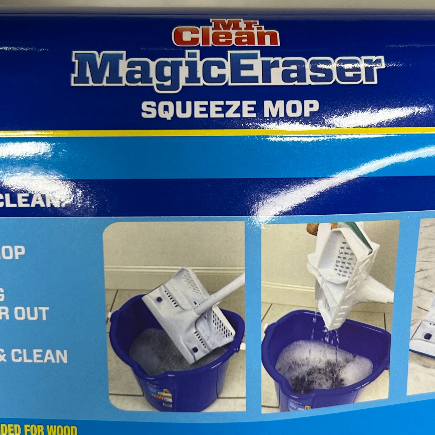 MR. CLEAN Magic Eraser Squeeze Mop Sz 52”H White/Blue 446642