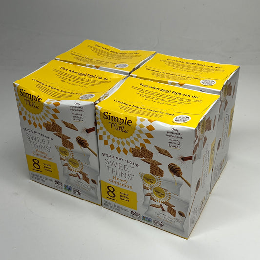 ZA@ SIMPLE MILLS (4 PACK, 8 PACKS EACH) Seed & Nut Flour Sweet Thins Honey Cinnamon  BB 10/26