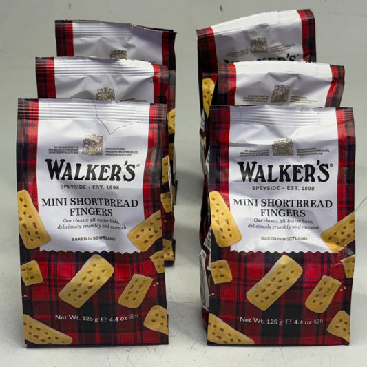 ZA@ WALKER'S (6 PACK) Mini Festive Shortbread Fingers 4.4 oz BB 03/26 (New Other, Distressed Box)