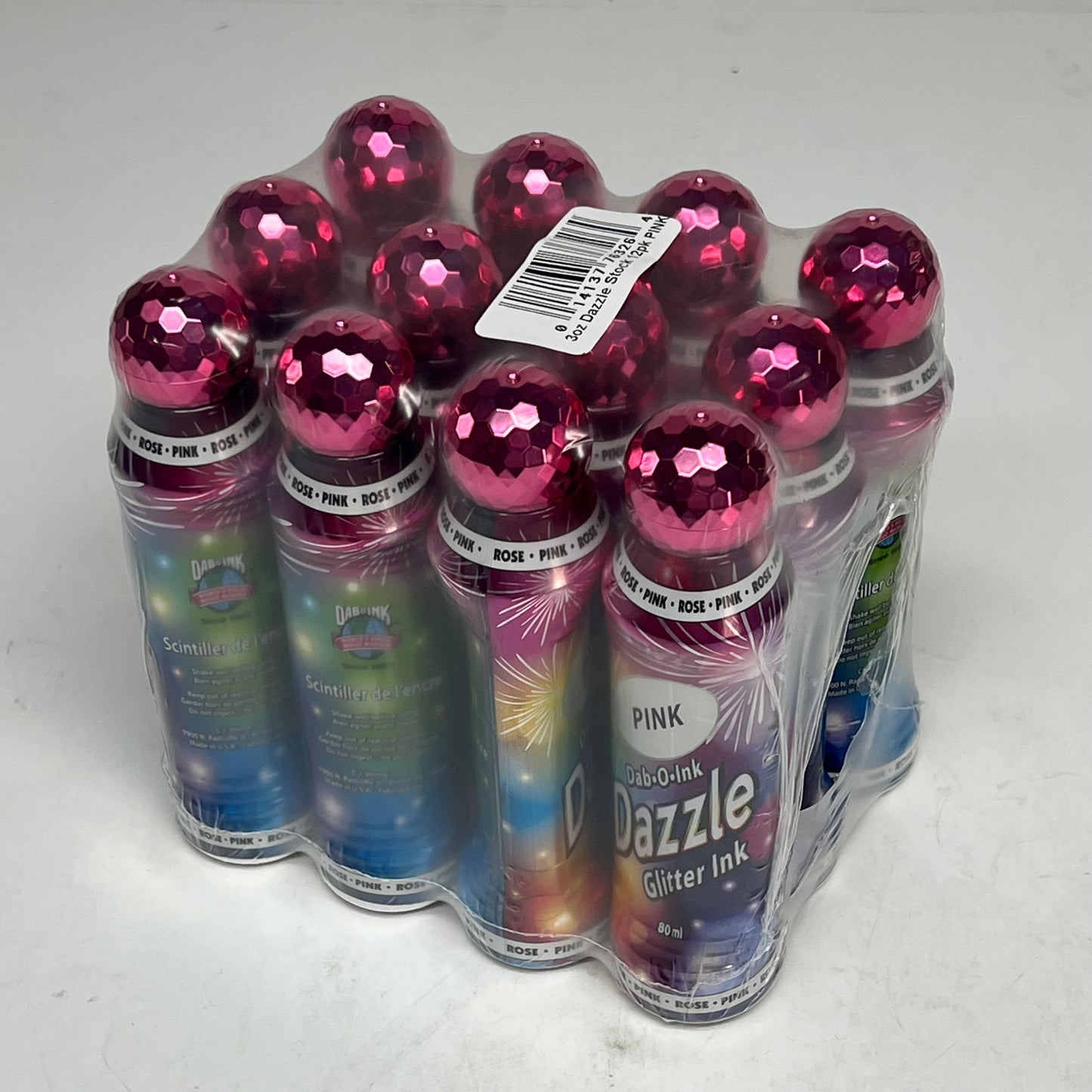 DAB O INK (12 PACK) Dazzle Shimmery Glitter Ink Bingo Dot Marker 80 Ml Pink A26