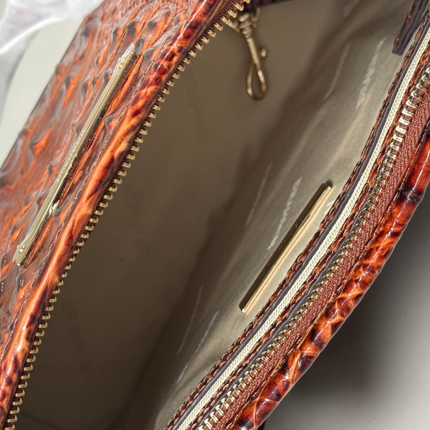 BRAHMIN Melbourne Leather Crocodile Embossed Med Asher Tote Bag (Brown)