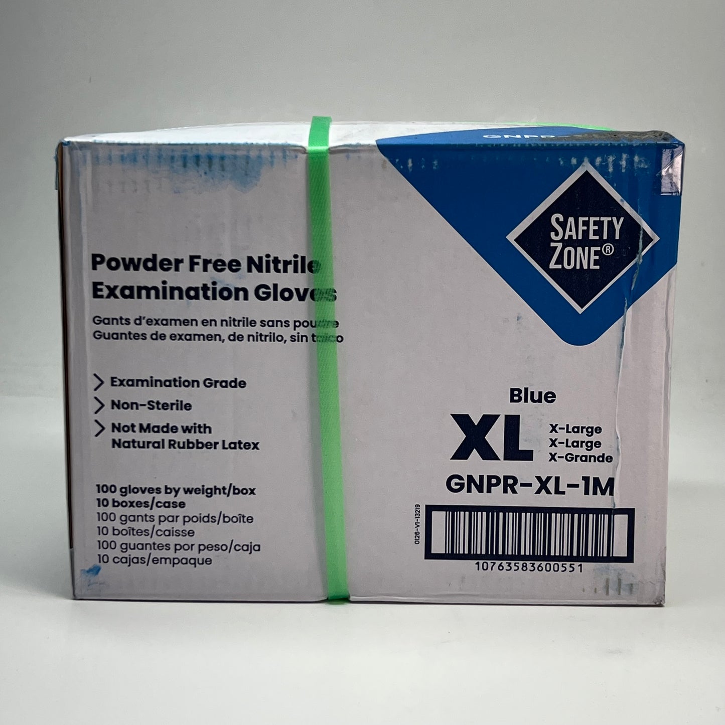 SAFETY ZONE (1000 Gloves) Powder Free Nitrile Examination Gloves Sz Extra Large - Blue