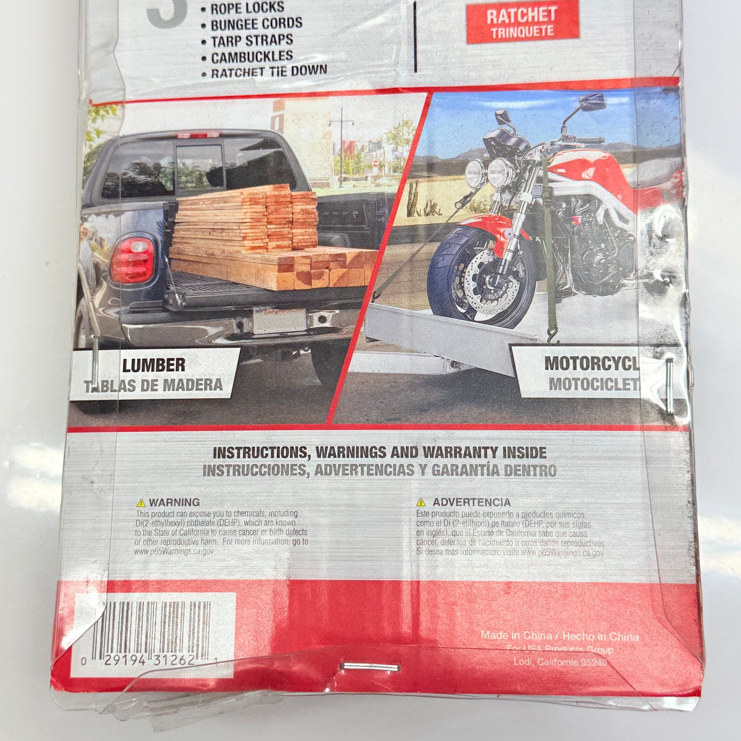 PROGRIP 6 ft X 1 in Flex Grip Ratchet W/ S Hooks, Heavy Duty, 312620 Red