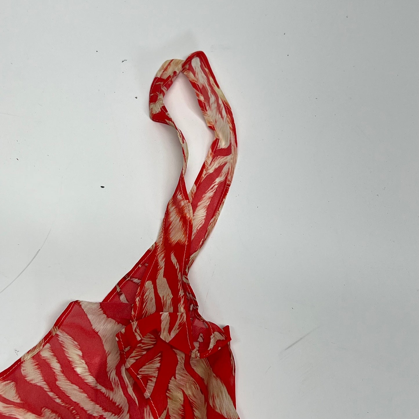 SKIMS Sheer Open Front Sarong Women's Sz S Carmine Zebra Print CU-ONE-10711W