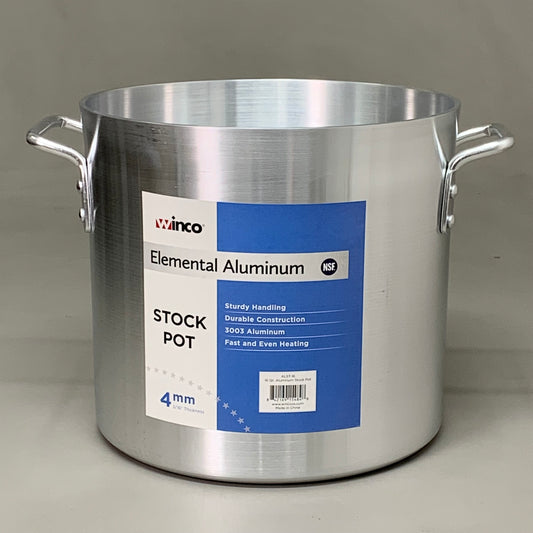 WINCO 16 Qt Elemental Aluminum Stock Pot 4 MM 3/16" Thickness ALST-16