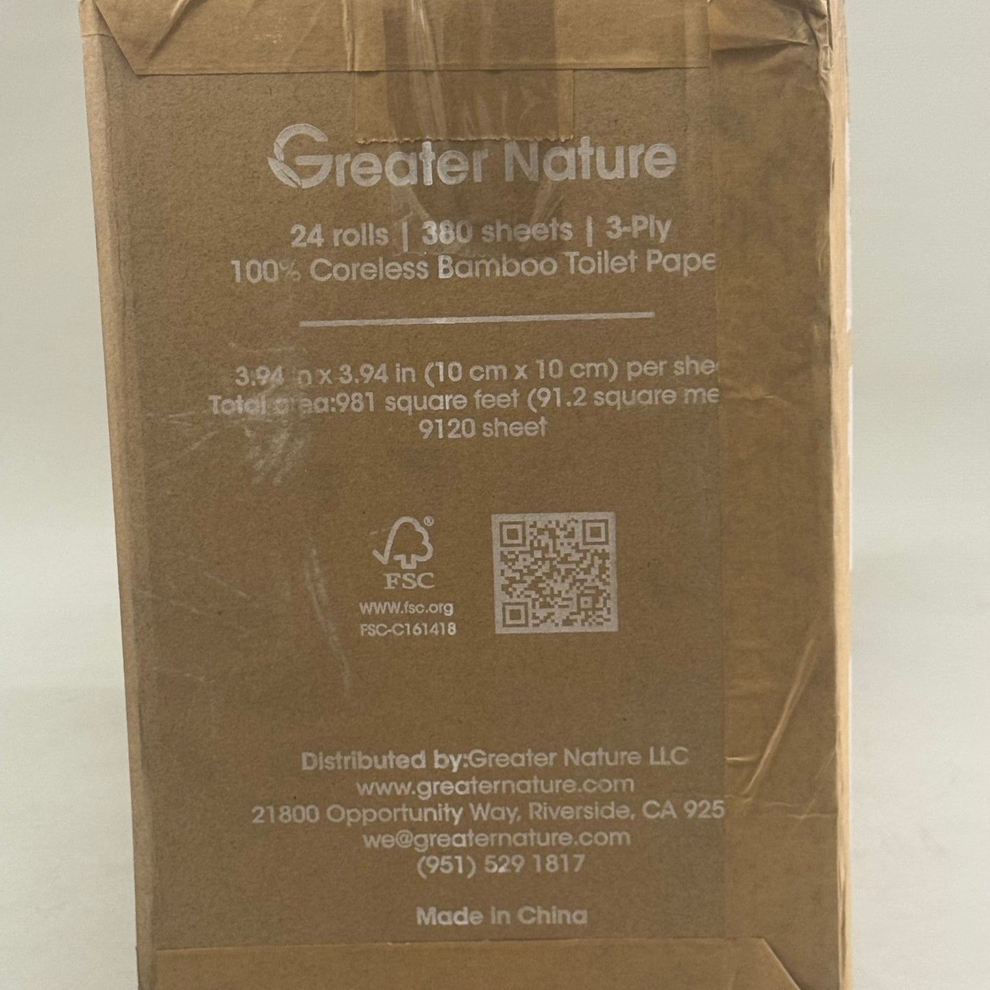 GREAT NATURE (24 Pack) 100% Bamboo Core-less Toilet Paper 3Ply, 380 Sheets Per Roll Green/White