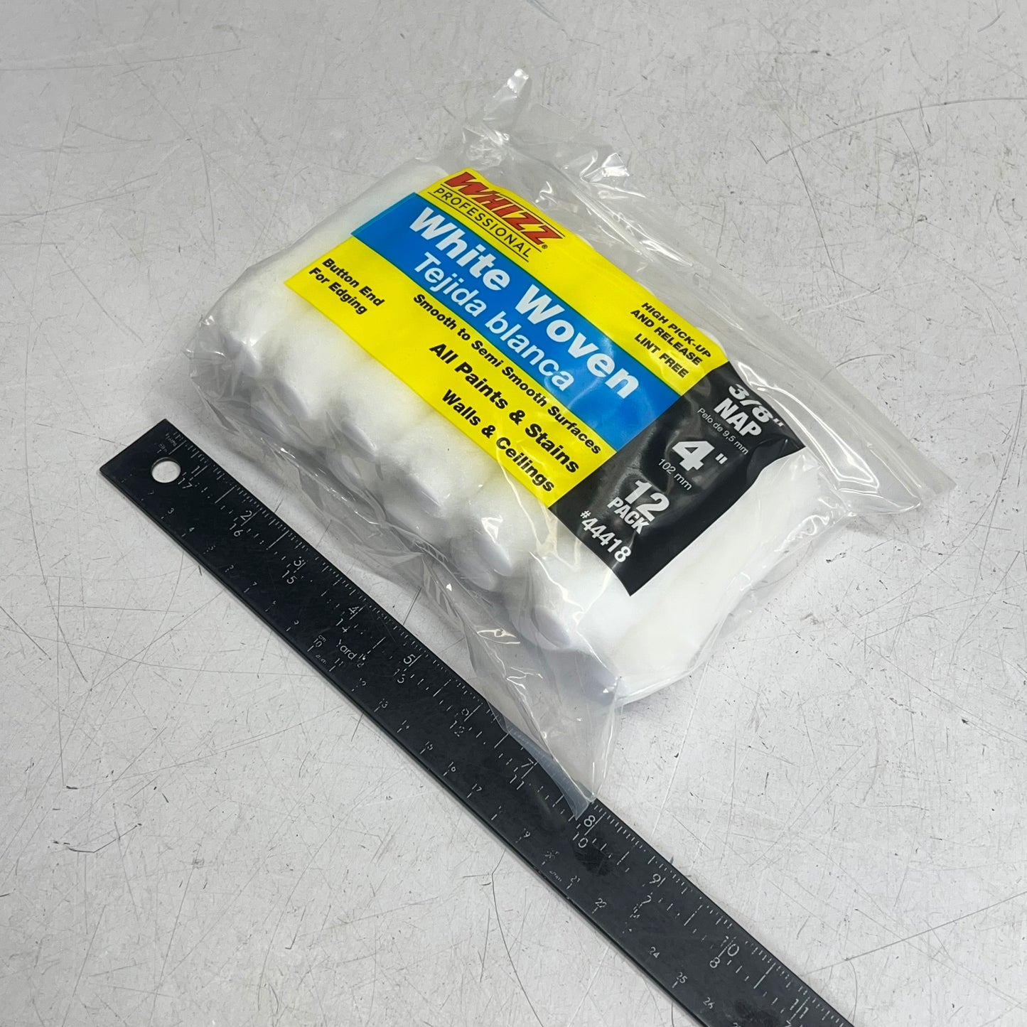 WHIZZ PROFESSIONAL (12 PACK) High Pick-up & Release 3/8" Nap 4" L White 44418