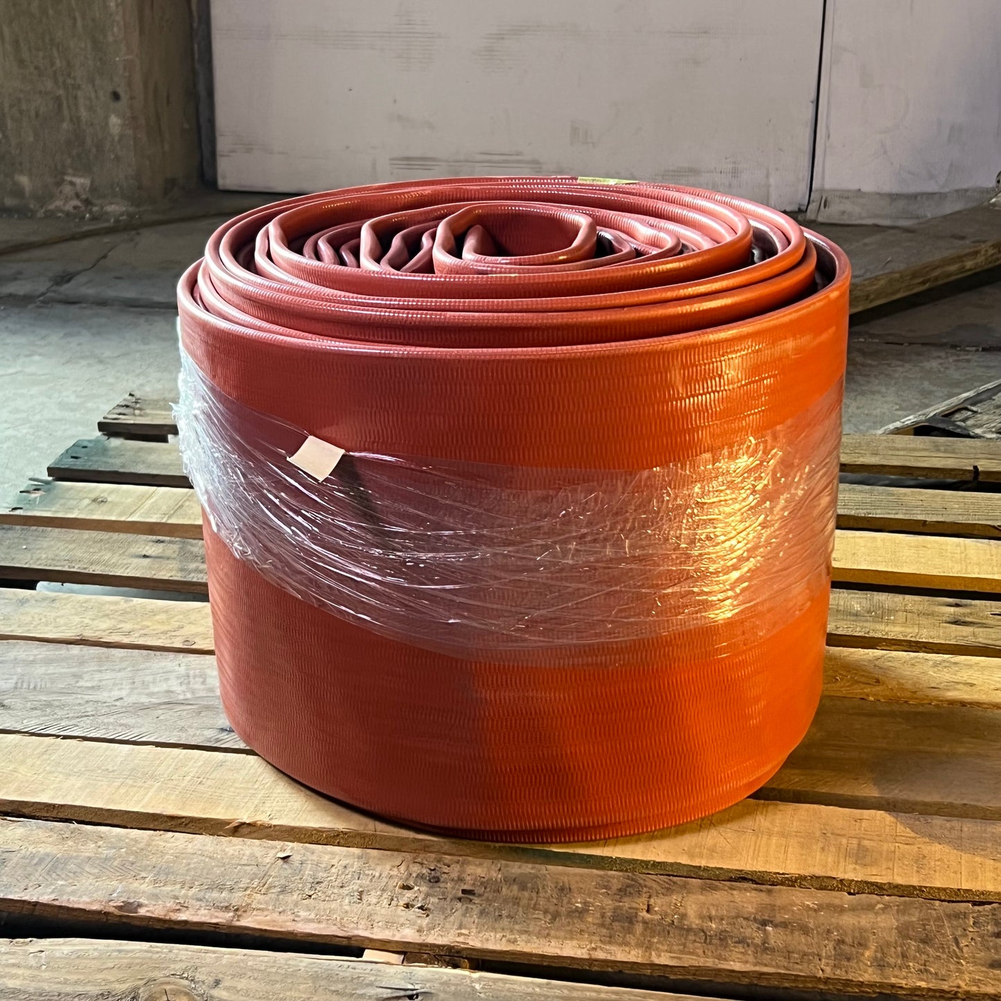 100' PVC Brick Red Water Discharge Hose 115 Psi 8"ID/8.19" Nominal R-50RJ-0800-100