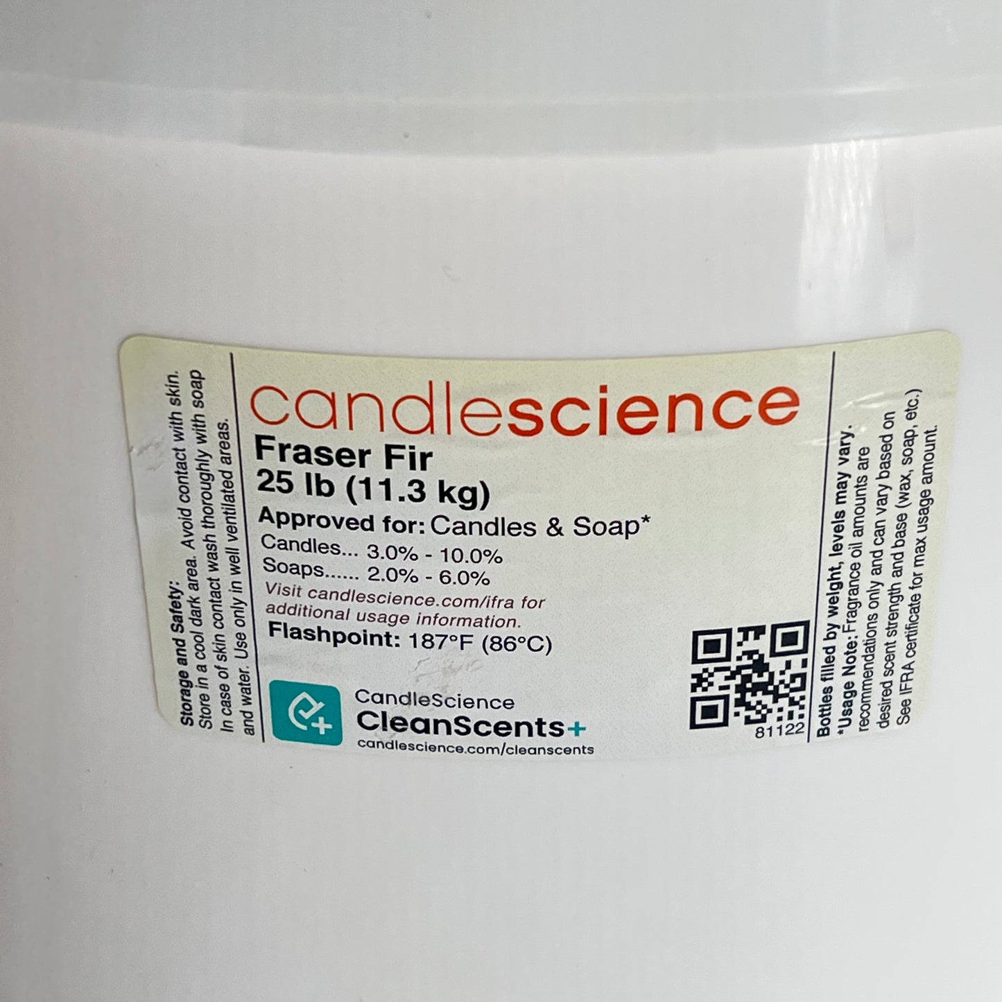 CANDLE SCIENCE Fraser Fir Fragrance Oil For Soaps & Candles Woody Scent 25 Lb