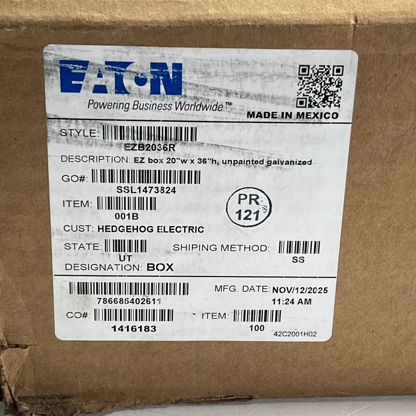 EATON Ez Box Unpainted Galvanized Steel Panel Board 20"Wx36"H X 5-3/4" EZB203|6R