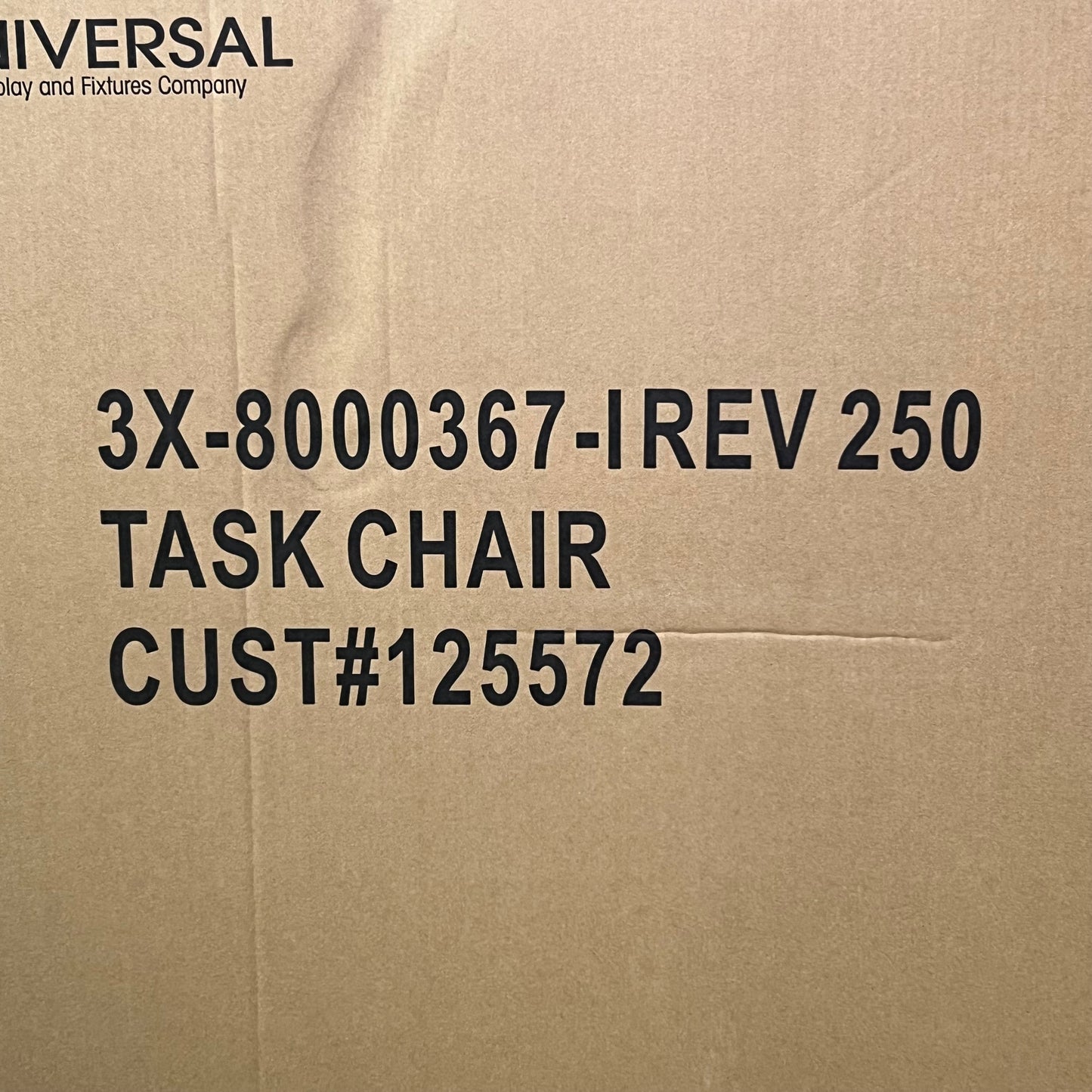 UNIVERSAL Task Chair Sz 42"H x 20"W x 18"L, Black 3X-8000367-I REV 250