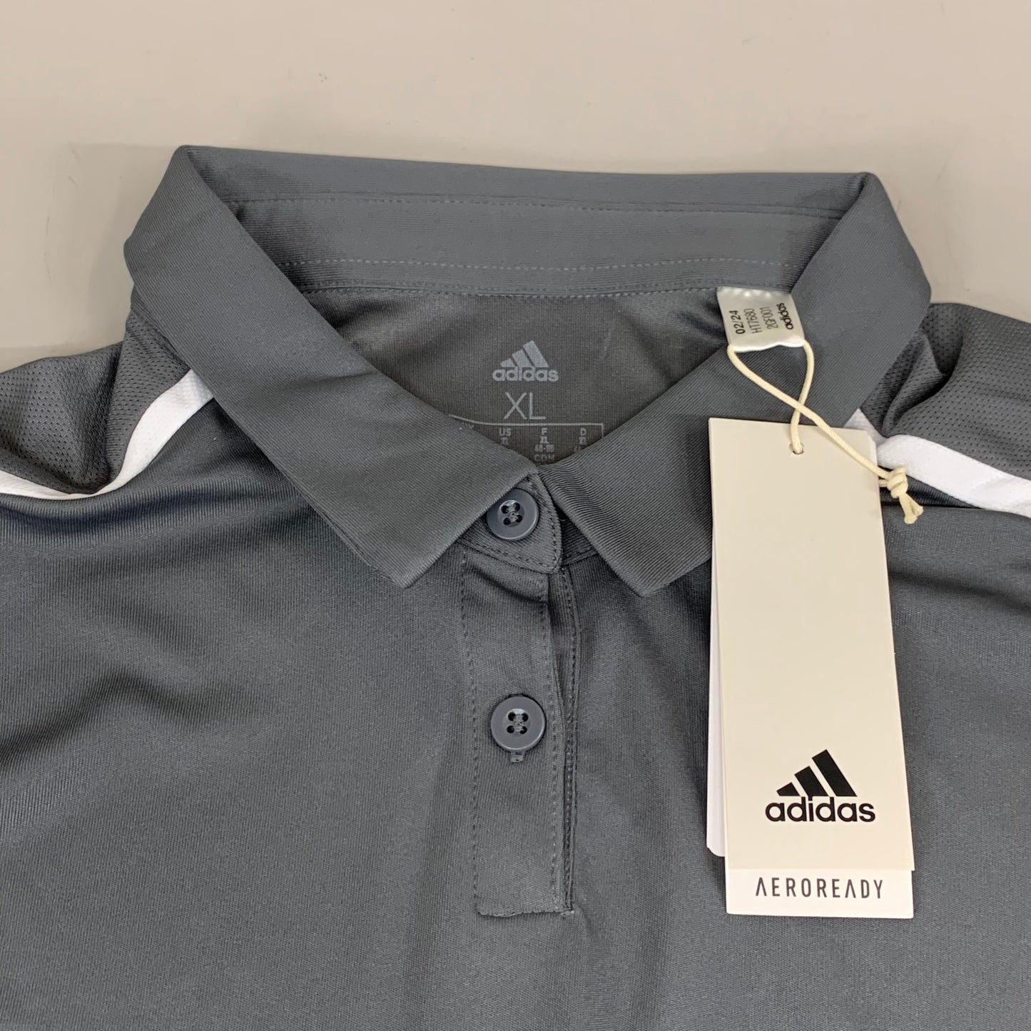 ADIDAS Aeroready Polo Shirt Women's XL Grey HT7680