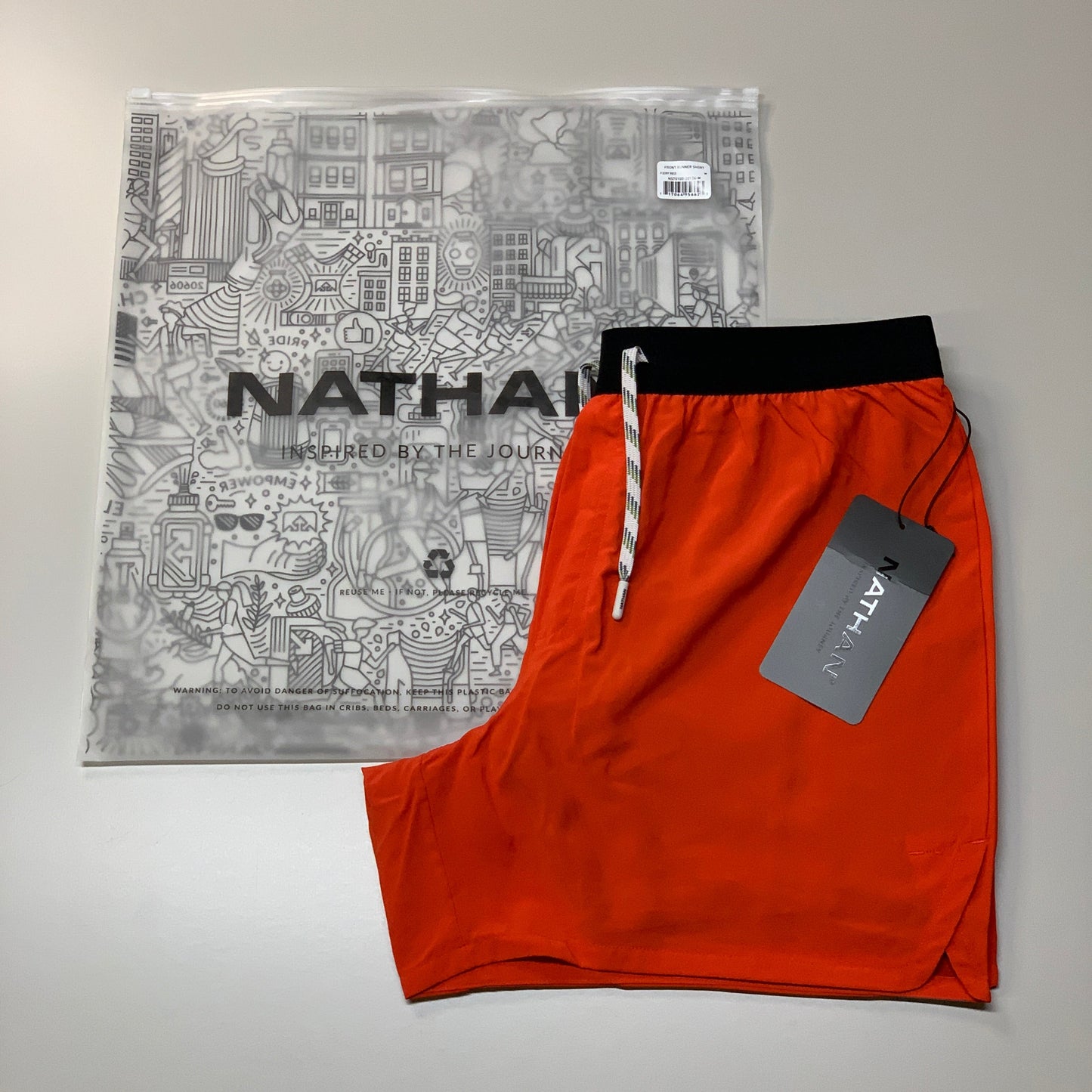 NATHAN Front Runner Shorts 5" Inseam Men's Fiery Red Size XL NS70100-20126-XL