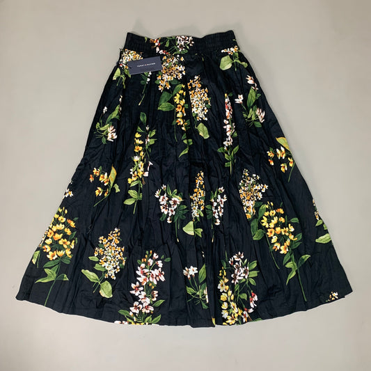 TOMMY HILFIGER Women's Garden Tour Skirt Sz-4 (Small) Black Floral T7BC0511