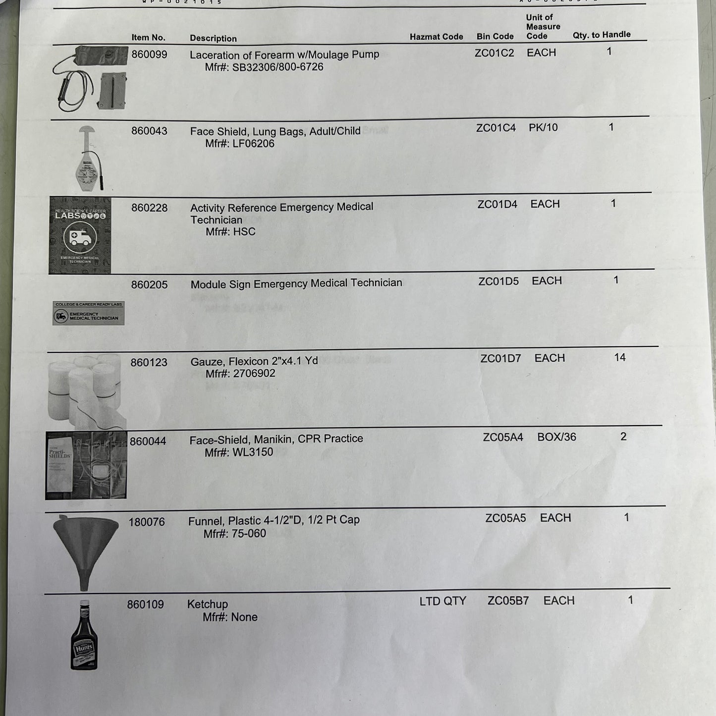 HEALTH SCIENCE CAREER LABS Emergency Medical Treatment Kit AO-0020372 869008