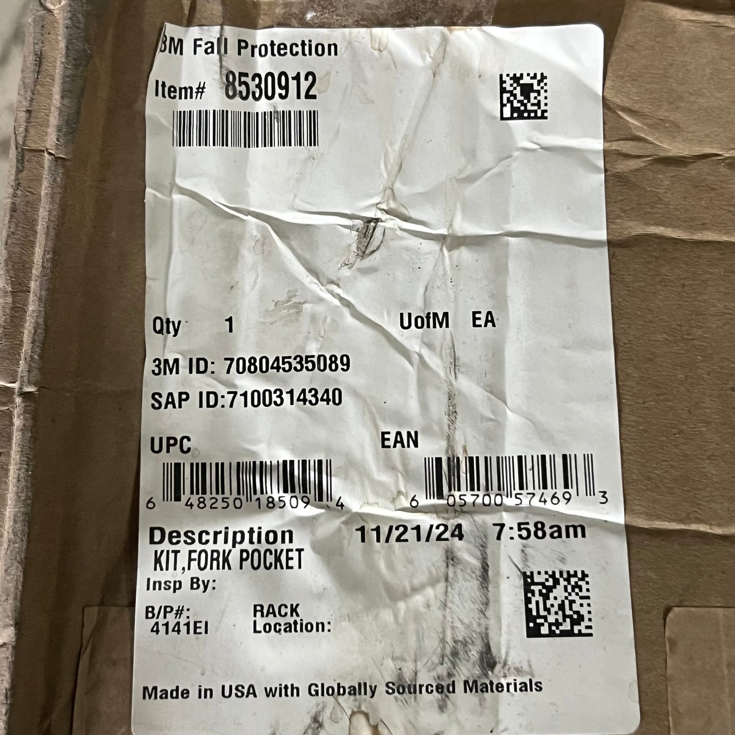 DBI-SALA 3M FlexiGuard M100 Mast Forklift Transport Kit, Black 8530912