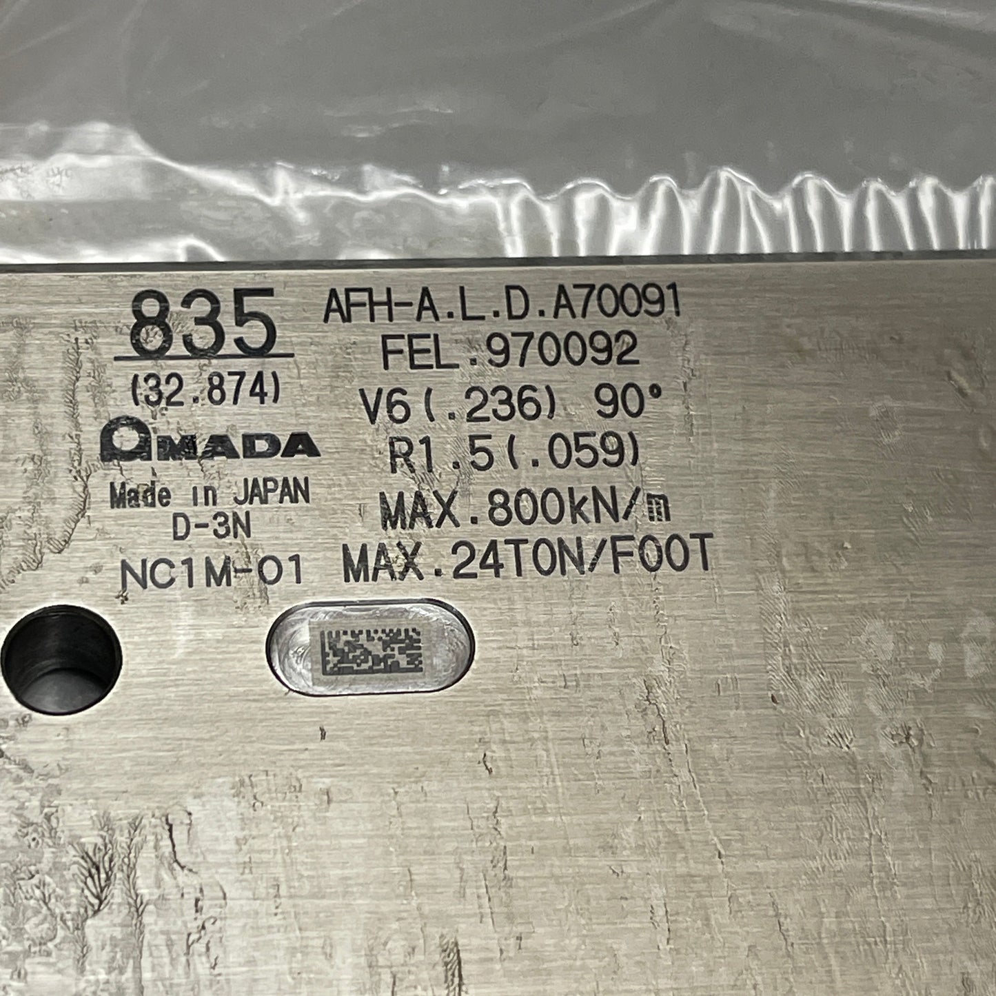 AMADA AMERICA AFH Die V=.236"x90? L=32.87" 10170091 (New)