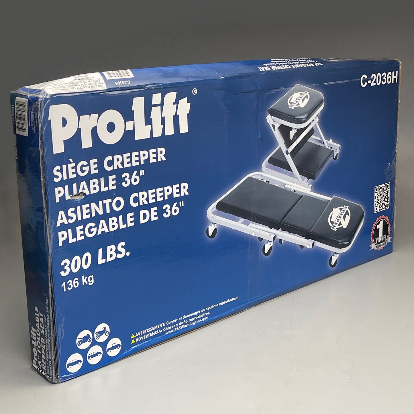 PRO-LIFT 36" Mechanic Foldable Creeper Seat Black C-2036H