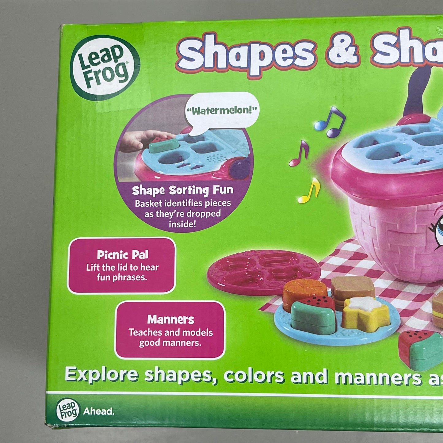 VTECH Leap Frog Picnic Basket Teaching Shapes & Sharing Pink Girls 6+ Month 6036