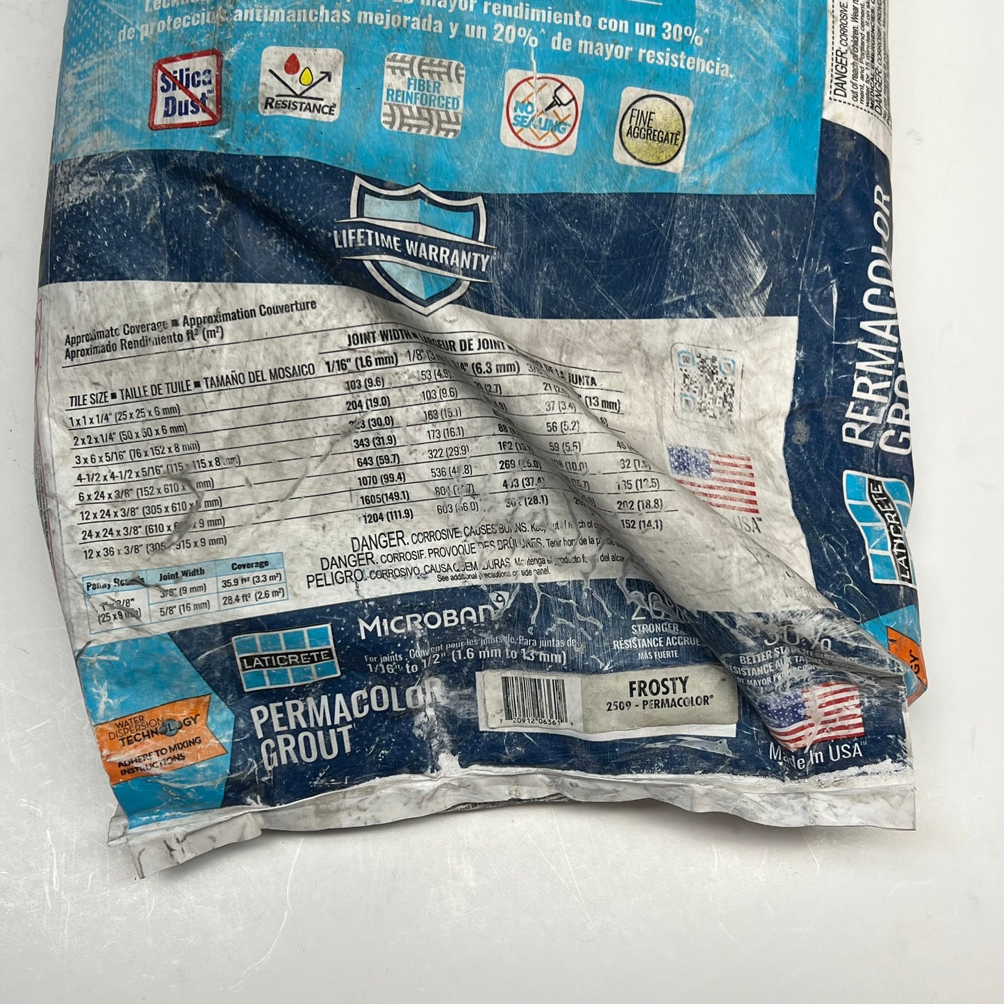 ZA@ LATICRETE Permacolor Grout High Performance Cementitious Tile Grout 20lbs 09 Frosty (As-Is)