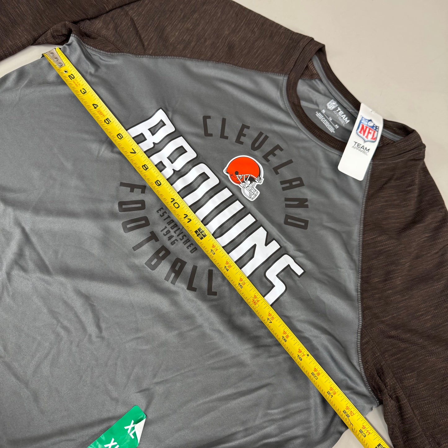 NFL Cleveland Browns Long Sleeve Shirt XL Brown/Grey 1802970 Established 1946