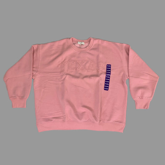 STATE OF MINE Women's Texas Print Sweatshirt Sz-XXLarge Blush 15711