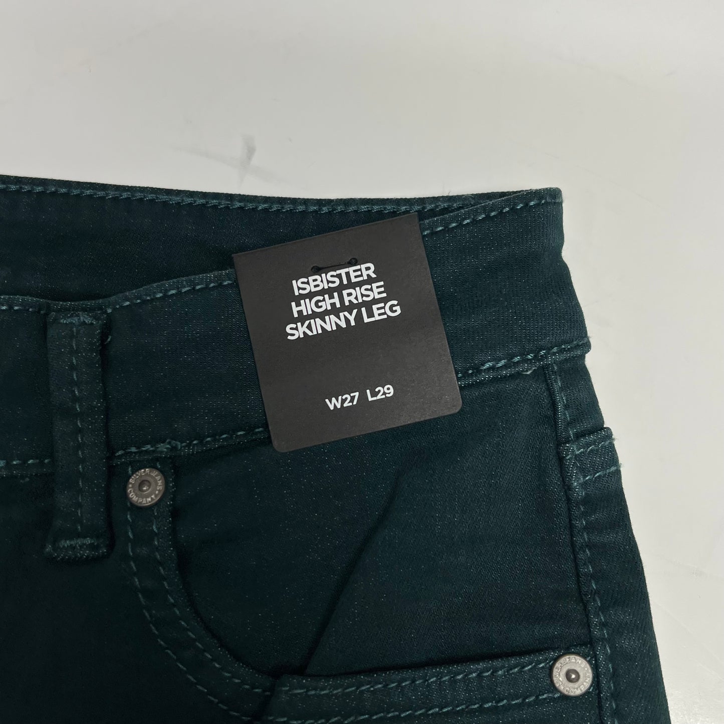 SILVER JEANS CO. Isbister High Rise Skinny Jeans Women's Sz 27/29 Emerald Green