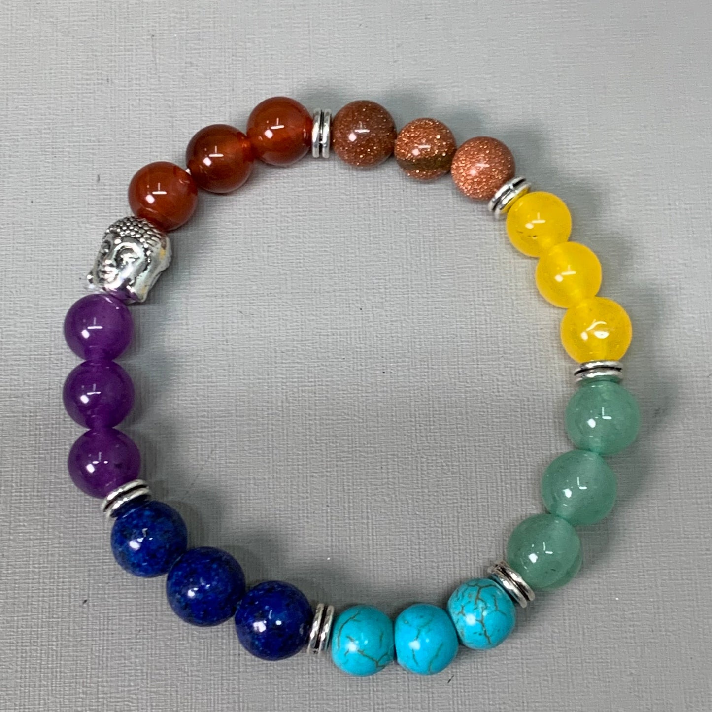 BEST WHOLESALE 6-PACK! Multi Beaded Crystal Bracelets 3" Rainbow Silver Head New