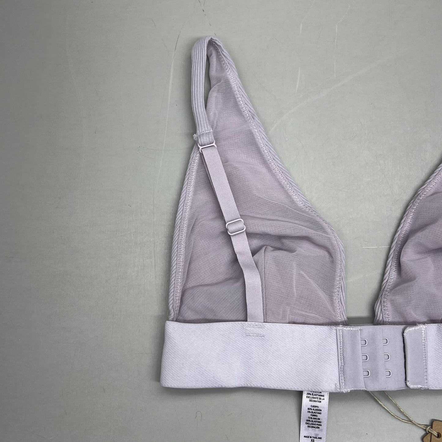 SKIMS Breathable Cotton Rib Triangle Plunge Bralette Women's Sz XS Iris Mica