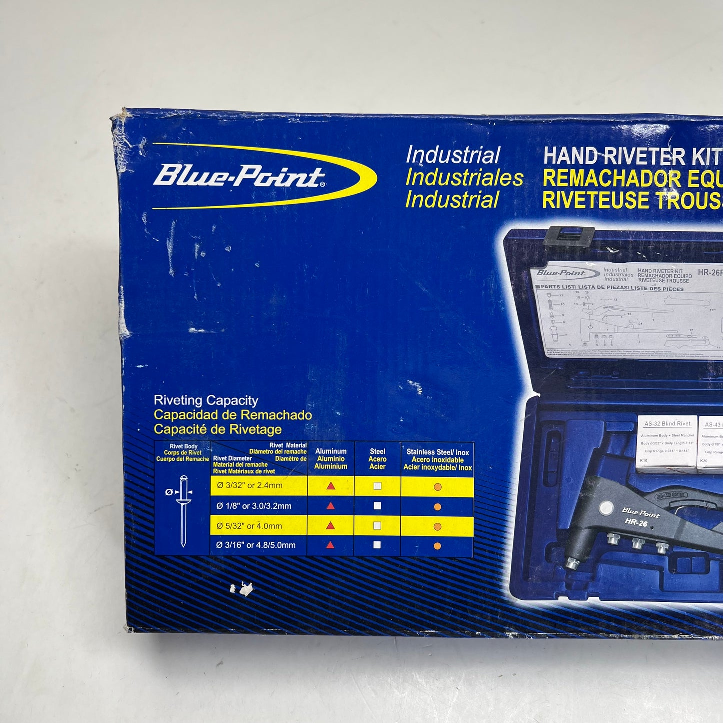 BLUE POINT Industrial Hand Rivet Tool Kit Anti-wear Design Blue HR-26PKC